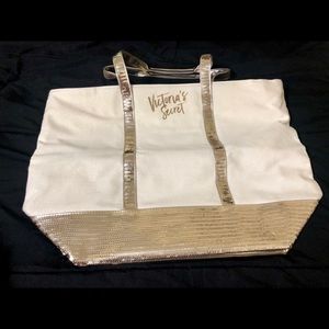 NWOT Victoria’s Secret Gold Glitter Tote